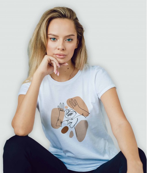 Дамска тениска с щампа Арт Hand over mouth silence icon